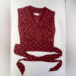 Anthropologie cropped cross front blouse sz L